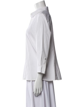 Carolina Herrera Three-Quarter Sleeve Button-Up Top
