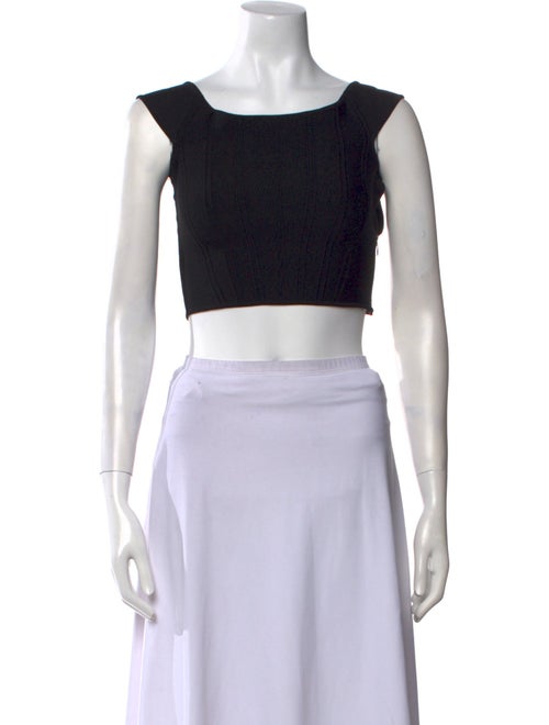 Carolina Herrera Square Neckline Sleeveless Crop Top