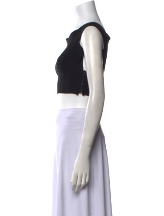 Carolina Herrera Square Neckline Sleeveless Crop Top