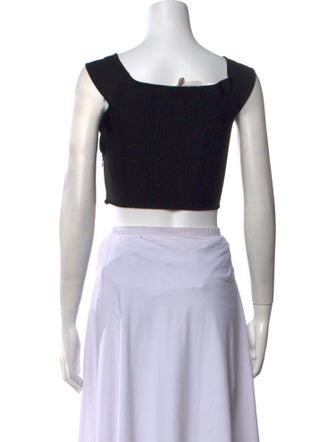 Carolina Herrera Square Neckline Sleeveless Crop Top
