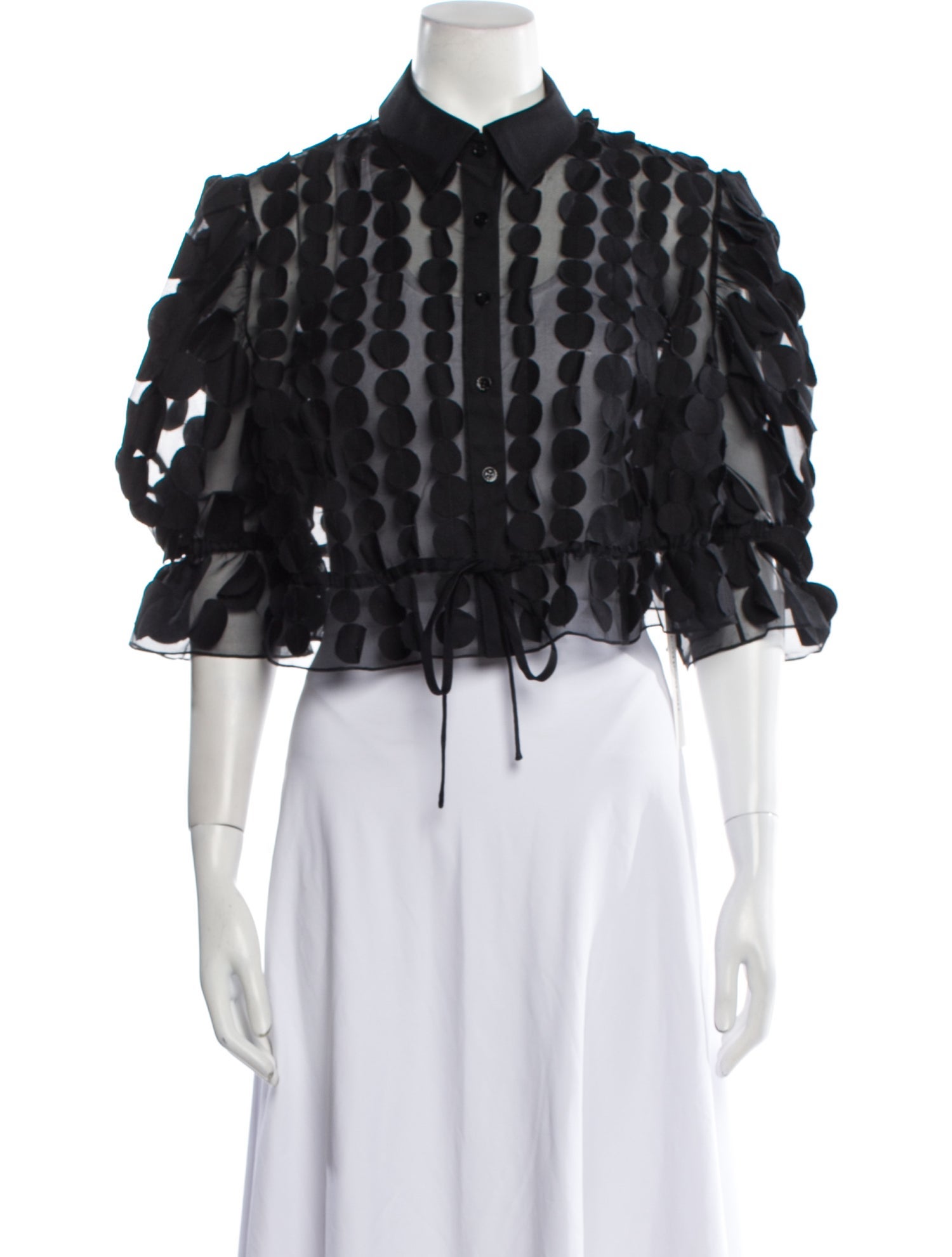 Carolina Herrera Silk Lace Pattern Crop Top