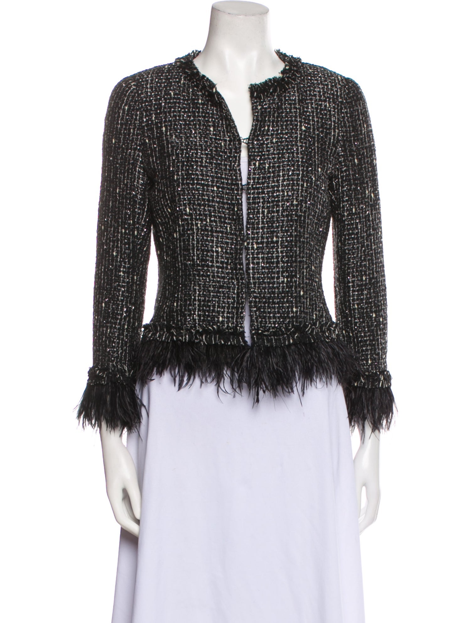 Carolina Herrera Tweed Pattern Down Jacket