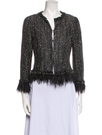 Carolina Herrera Tweed Pattern Down Jacket