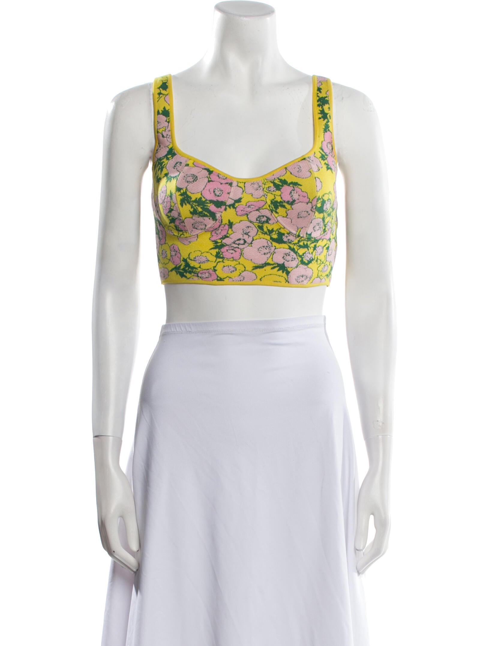 Carolina Herrera Silk Floral Print Crop Top