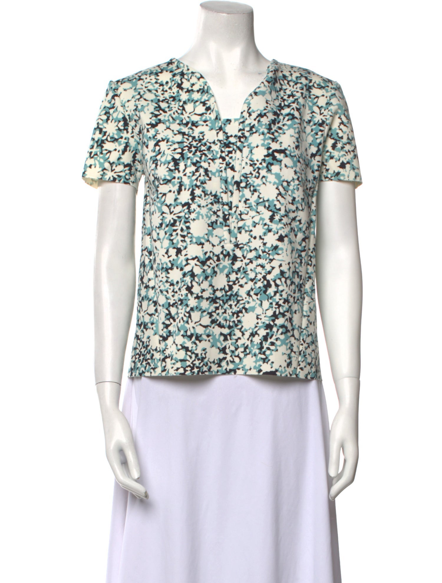 Carolina Herrera Floral Print V-Neck Blouse