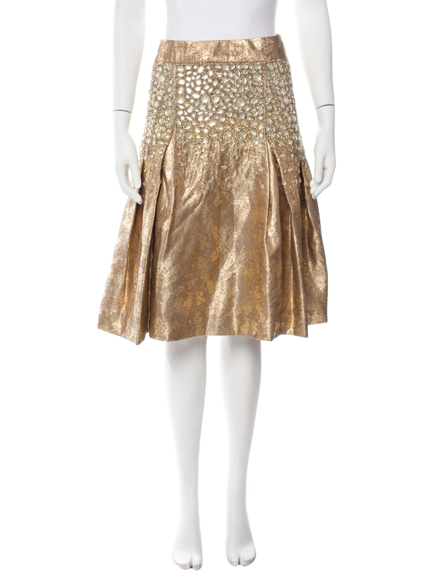 Carolina Herrera Glitter Accents Knee-Length Skirt