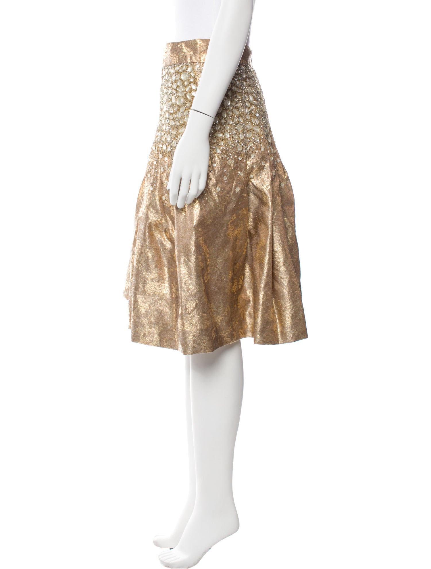 Carolina Herrera Glitter Accents Knee-Length Skirt