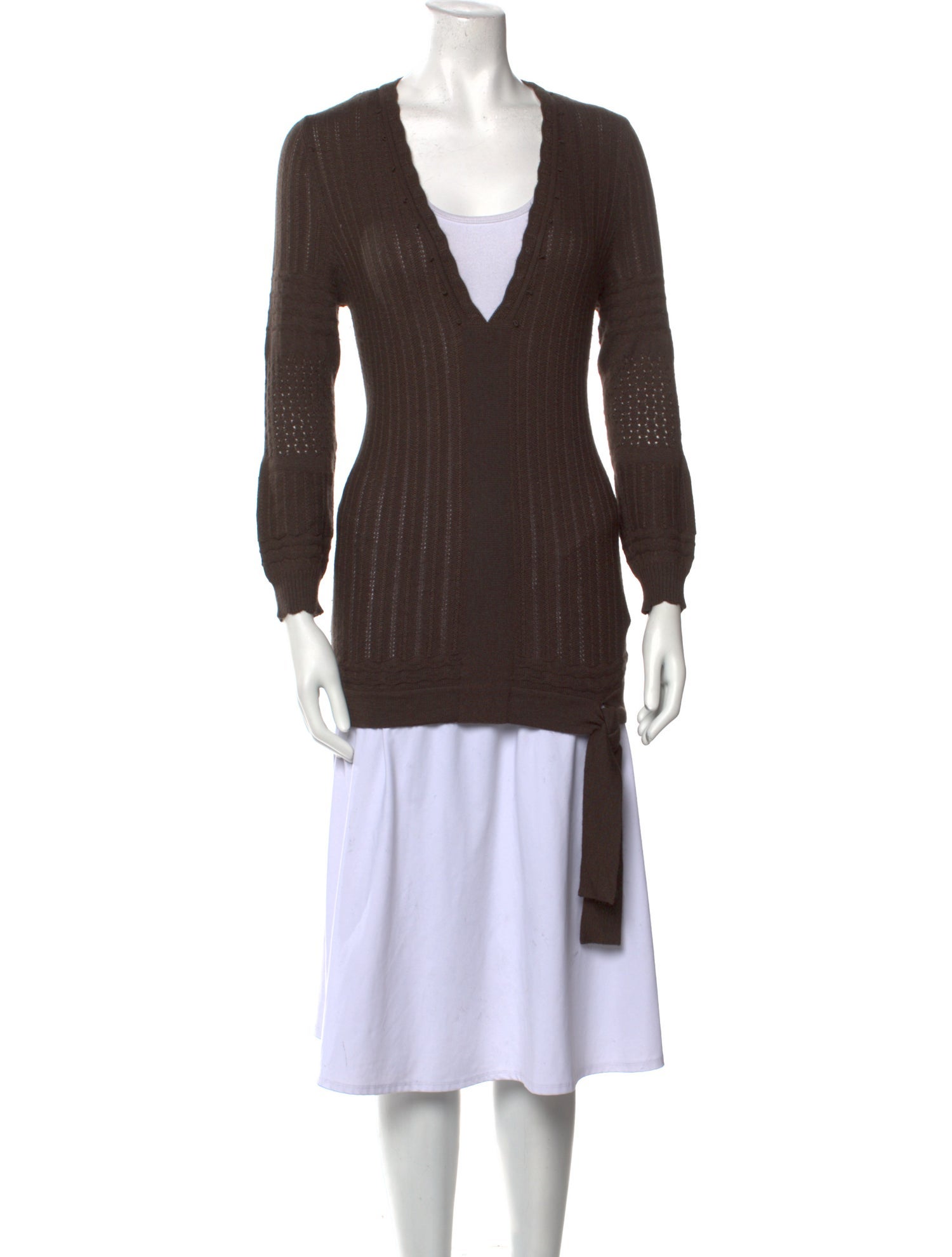 Carolina Herrera Cashmere Plunge Neckline Sweater