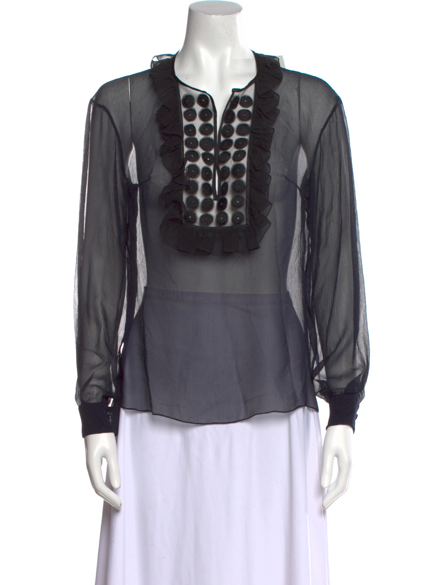 Carolina Herrera V-Neck Long Sleeve Blouse