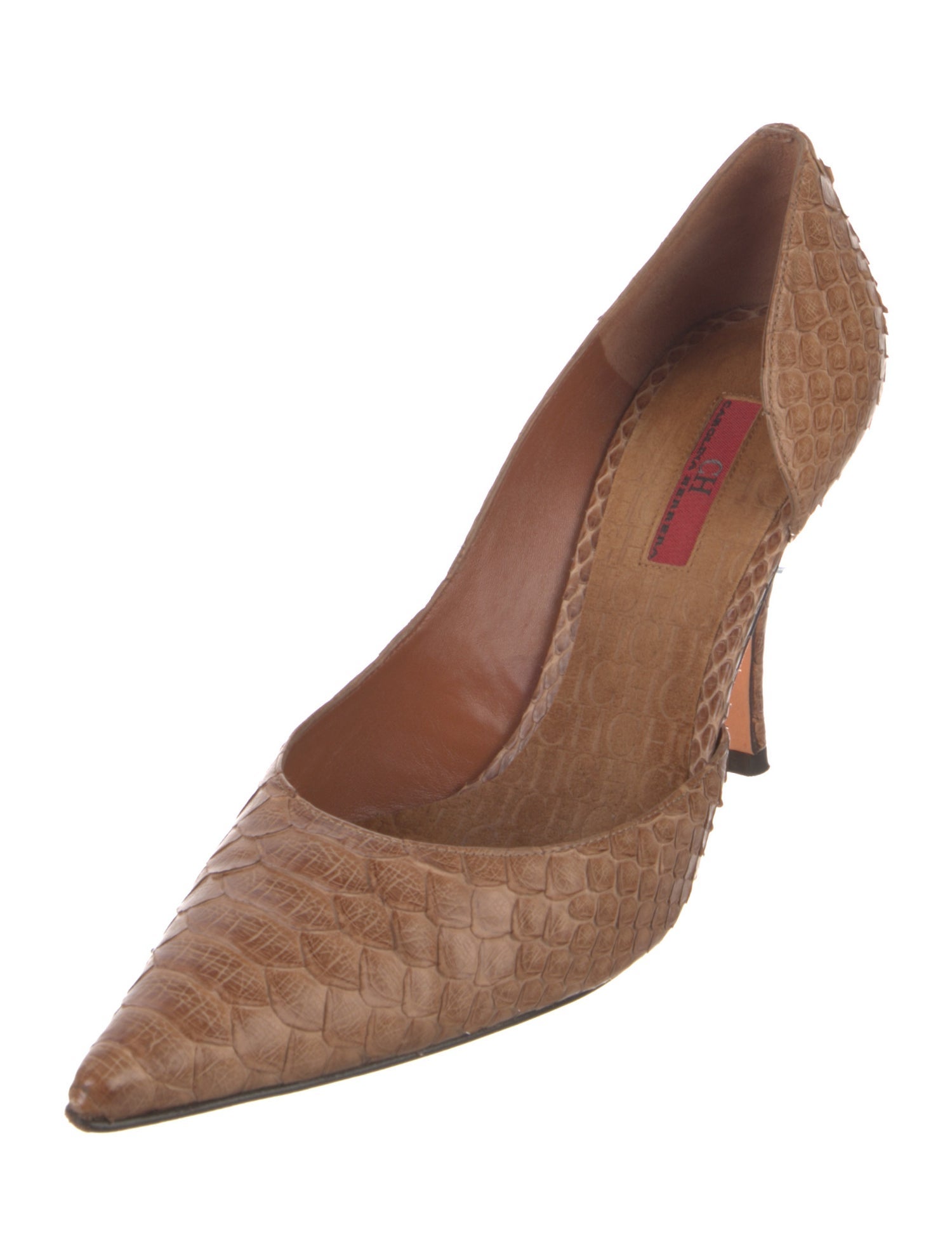 Carolina Herrera Snakeskin Animal Print D'Orsay Pumps