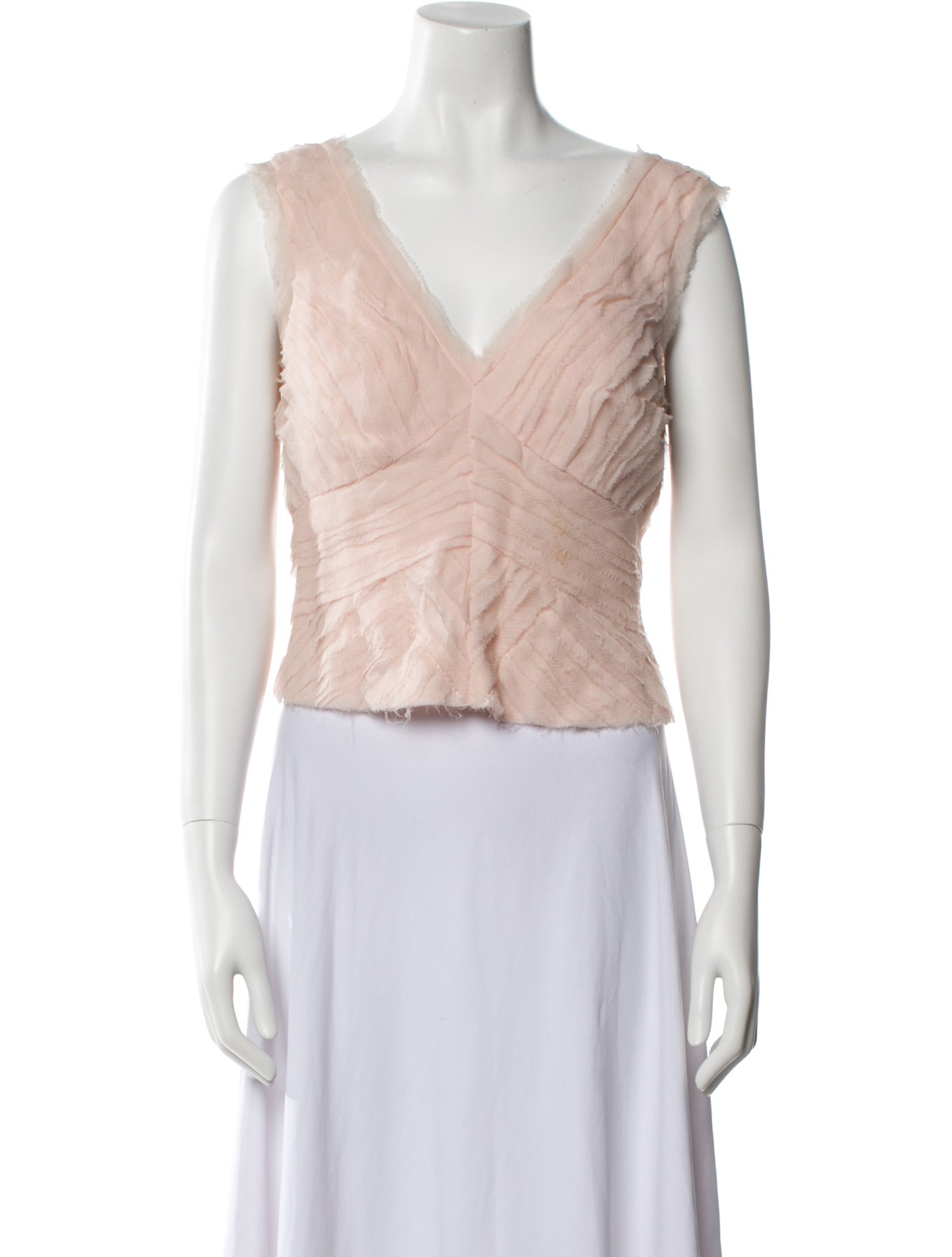 Carolina Herrera Silk V-Neck Crop Top