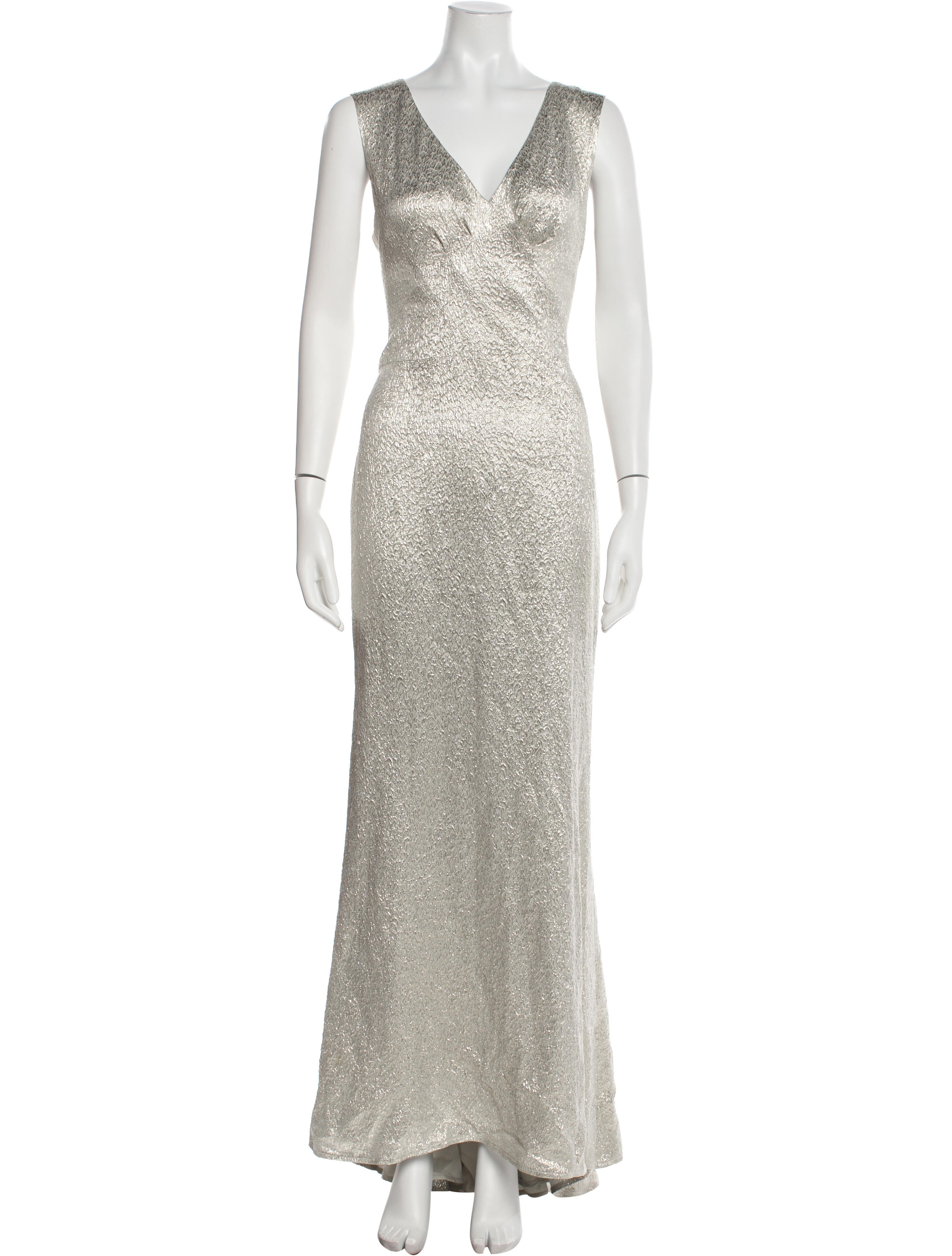 Carolina Herrera V-Neck Long Dress