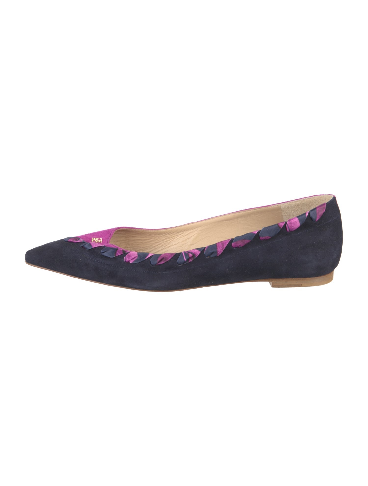 Carolina Herrera Suede Colorblock Pattern Ballet Flats
