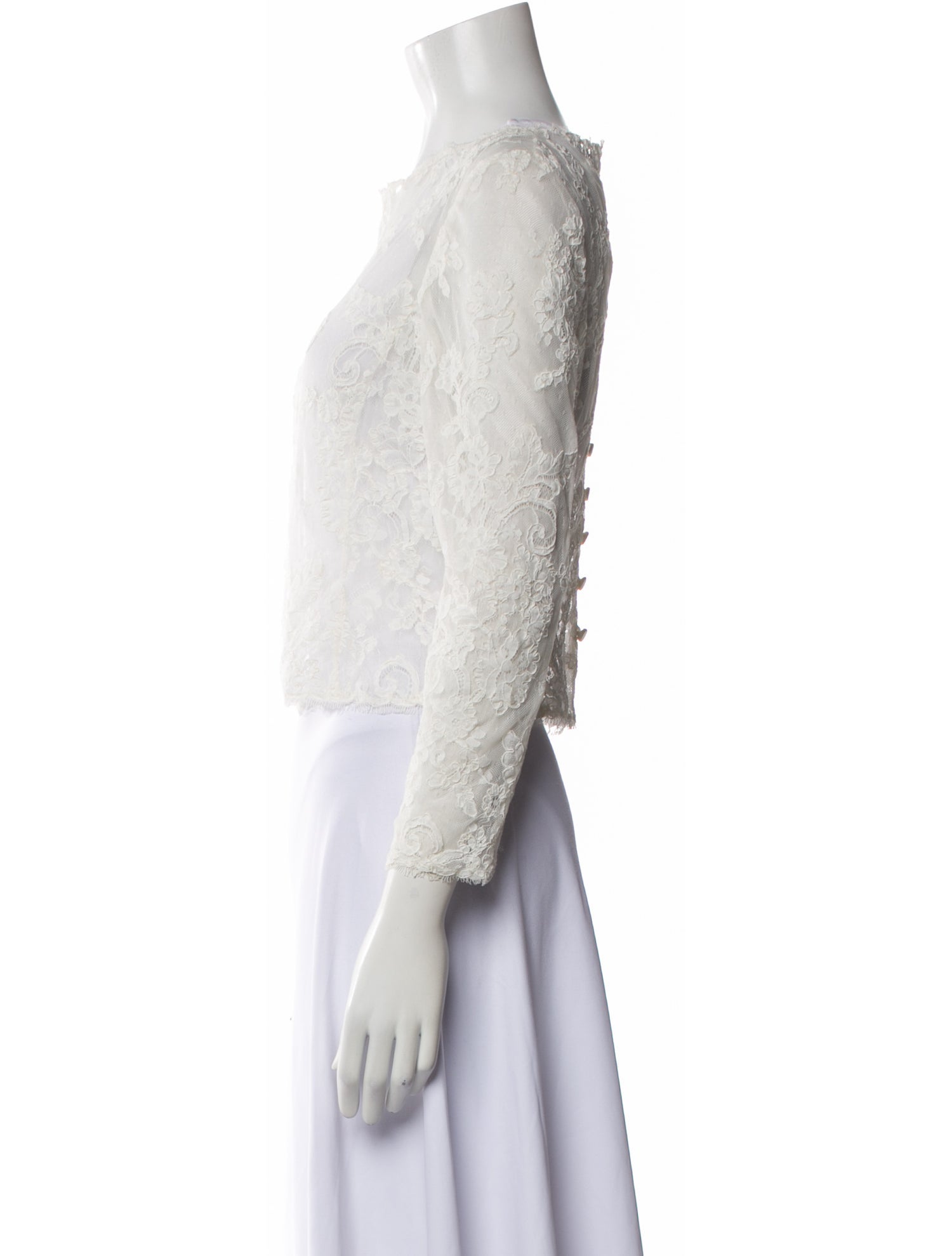 Carolina Herrera Lace Pattern Bateau Neckline Crop Top w/ Tags