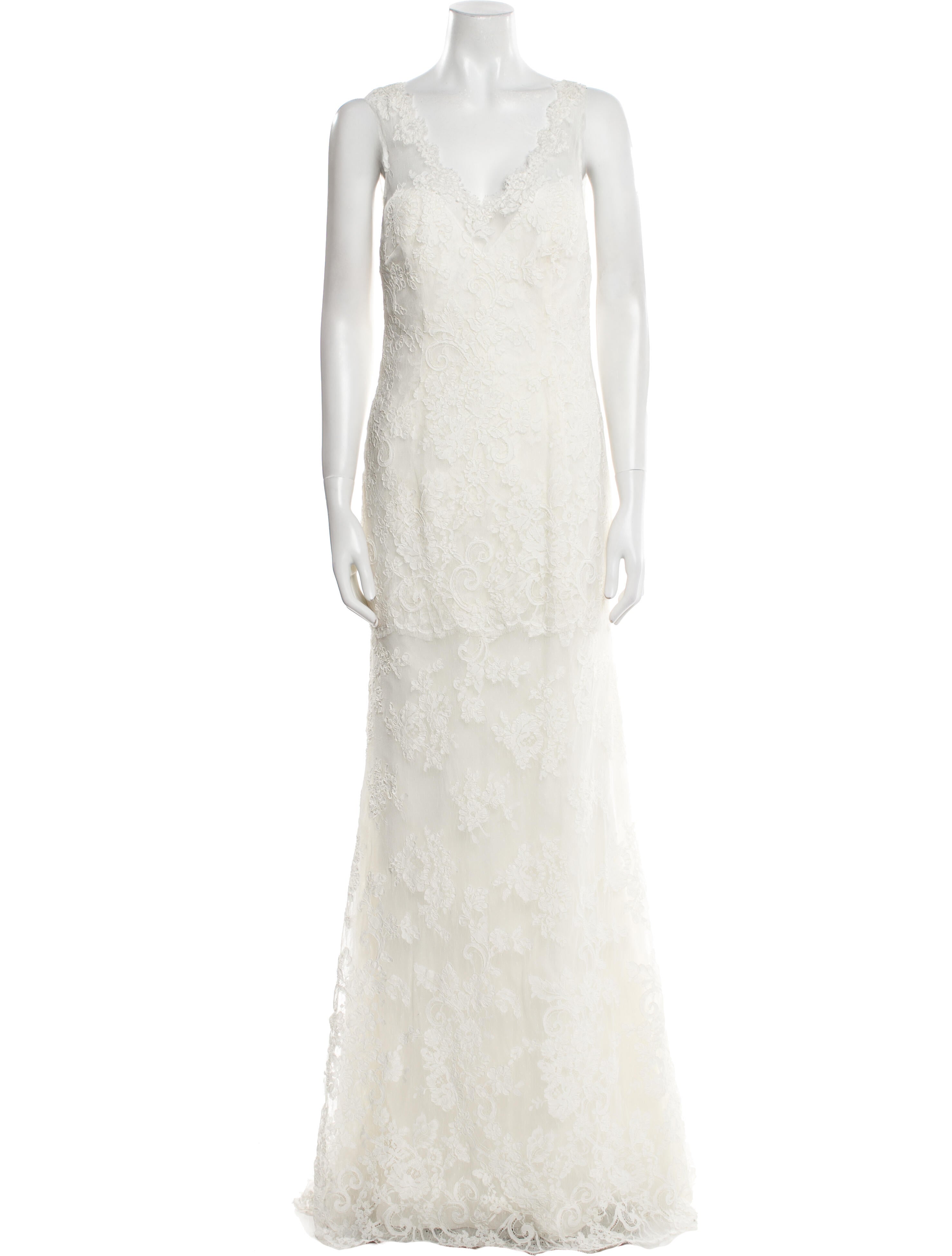 Carolina Herrera Lace Pattern Long Dress