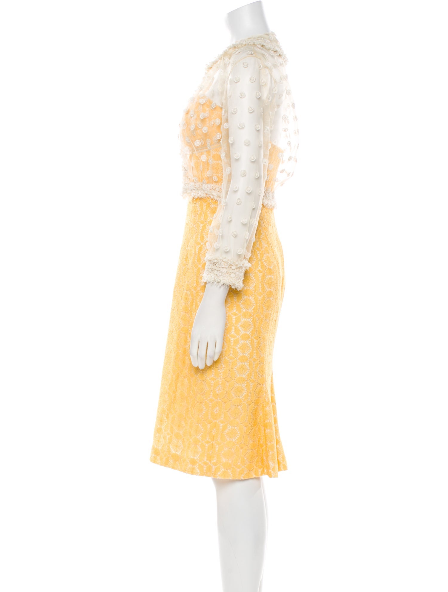 Carolina Herrera Mesh Accents Dress Set