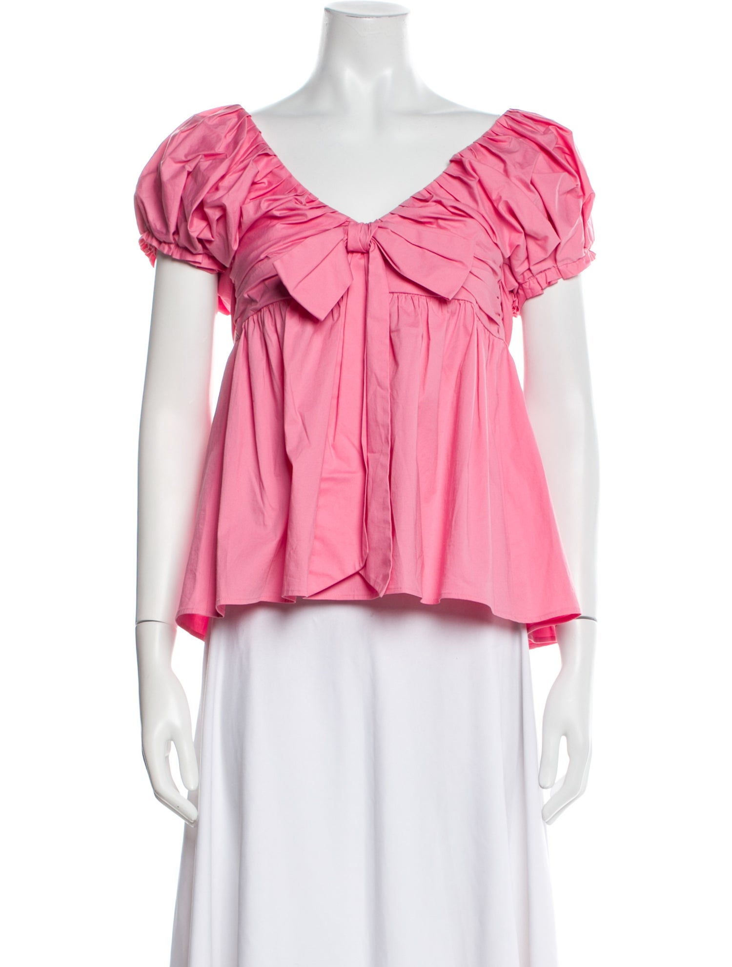 Carolina Herrera V-Neck Short Sleeve Blouse