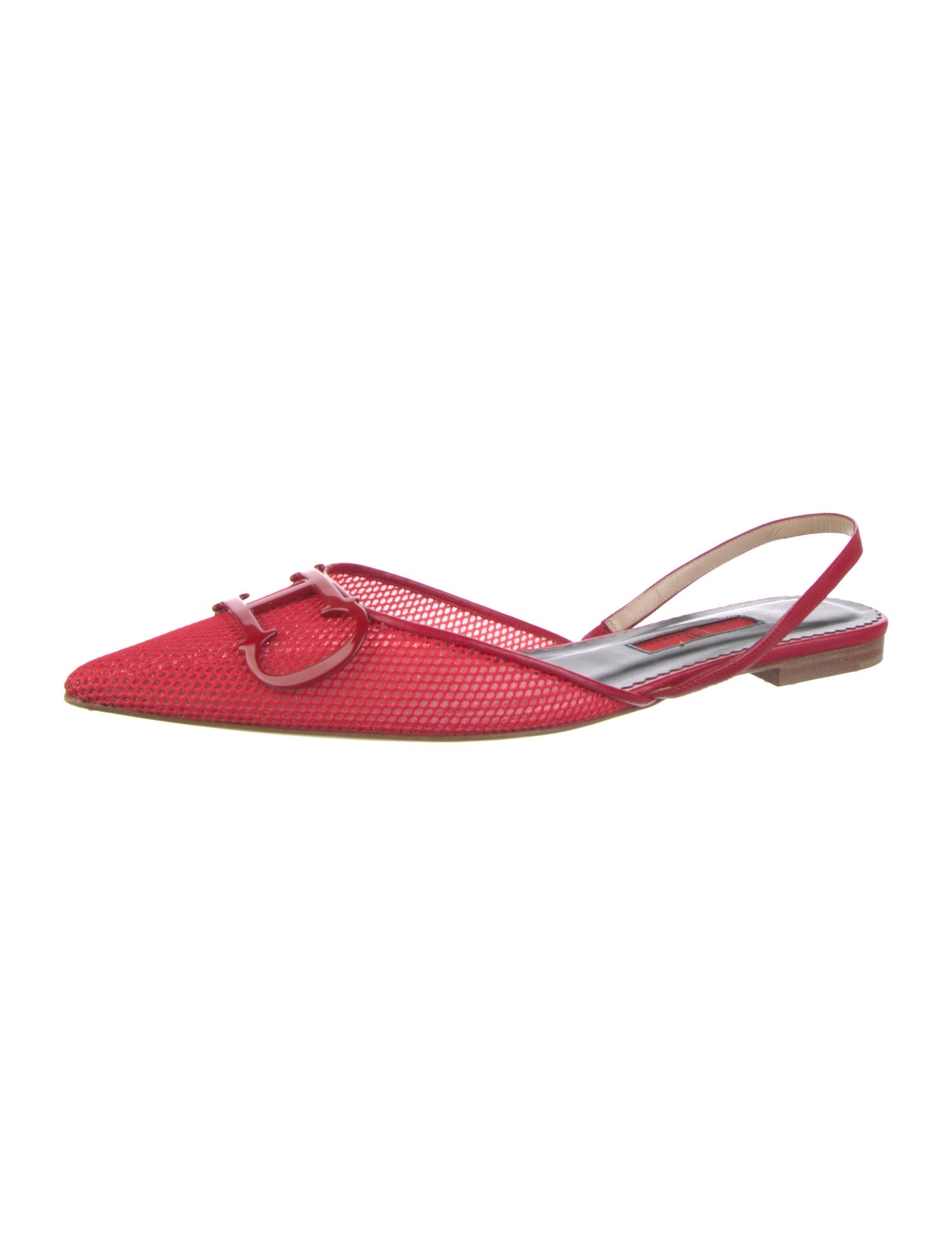 Carolina Herrera Leather Mesh Accents Slingback Flats w/ Tags