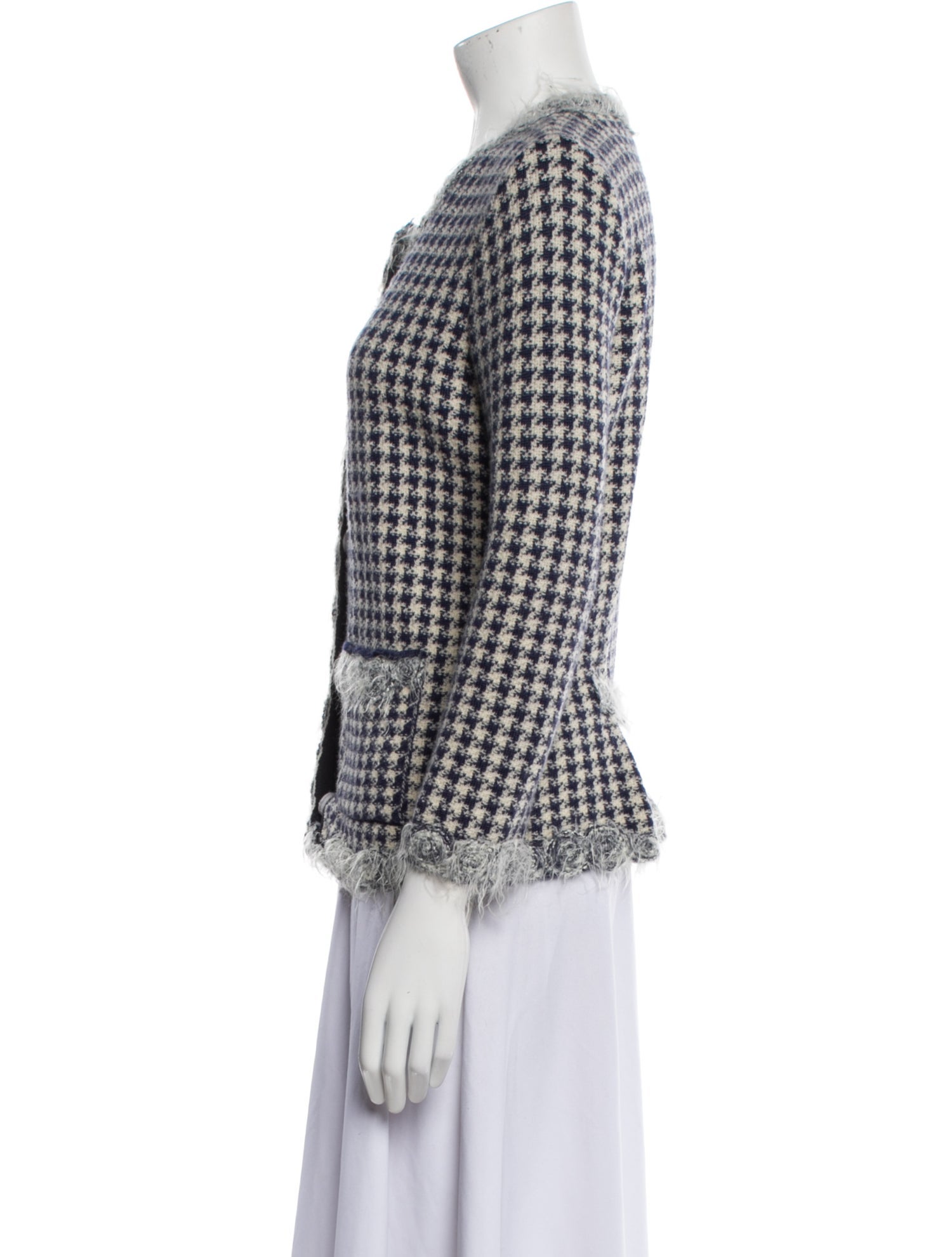 Carolina Herrera Wool Houndstooth Print Jacket