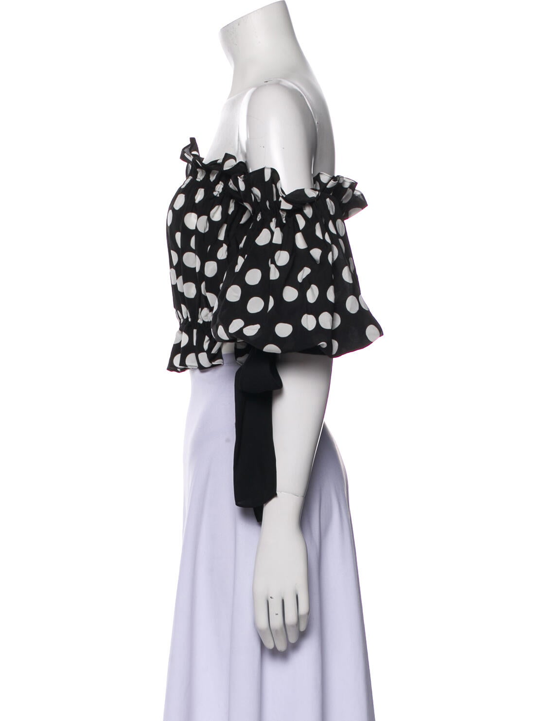 Carolina Herrera Polka Dot Print Off-The-Shoulder Crop Top