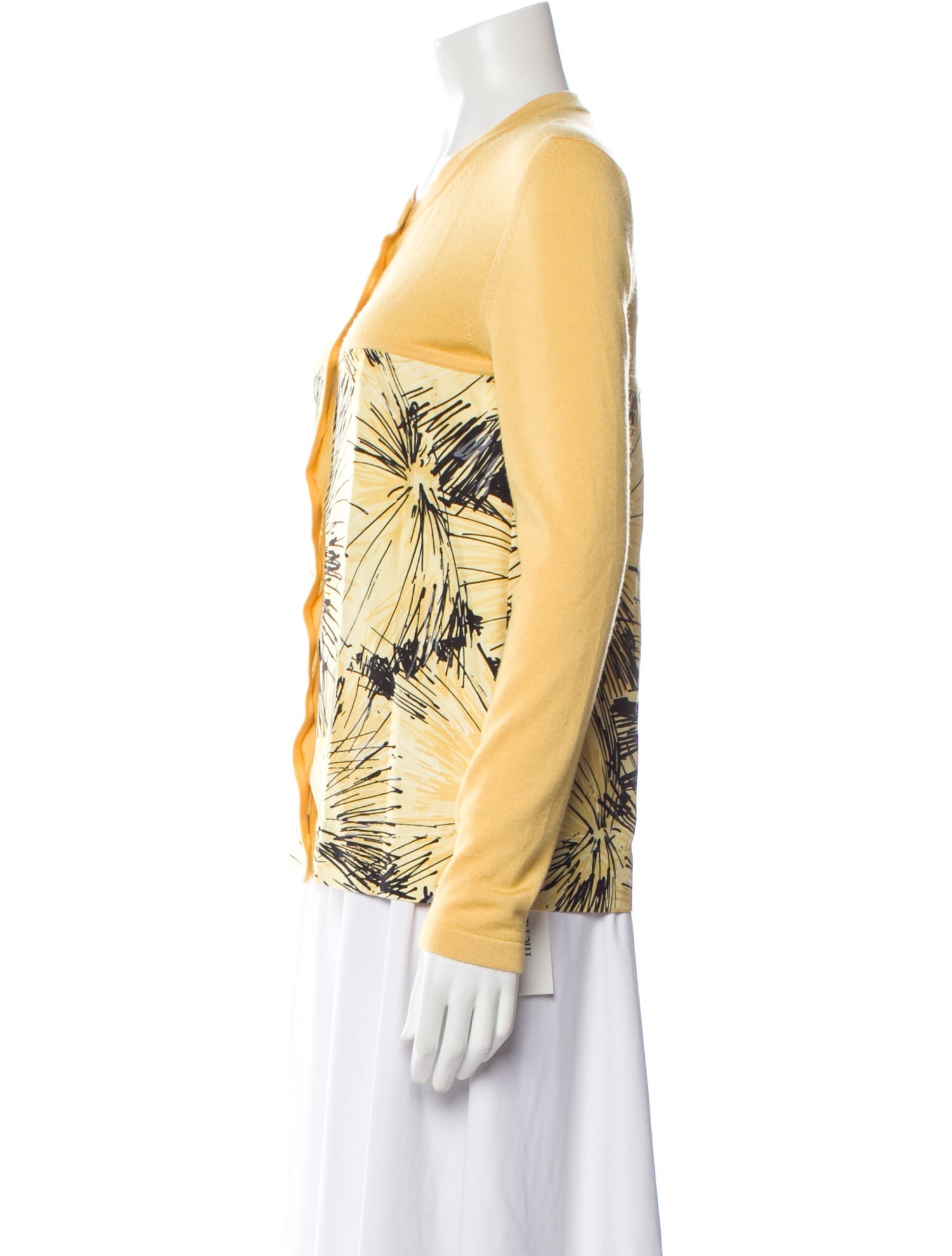 Carolina Herrera Virgin Wool Graphic Print Button-Up Top