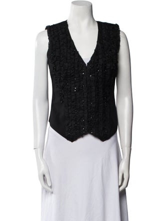 Carolina Herrera Silk V-Neck Crop Top