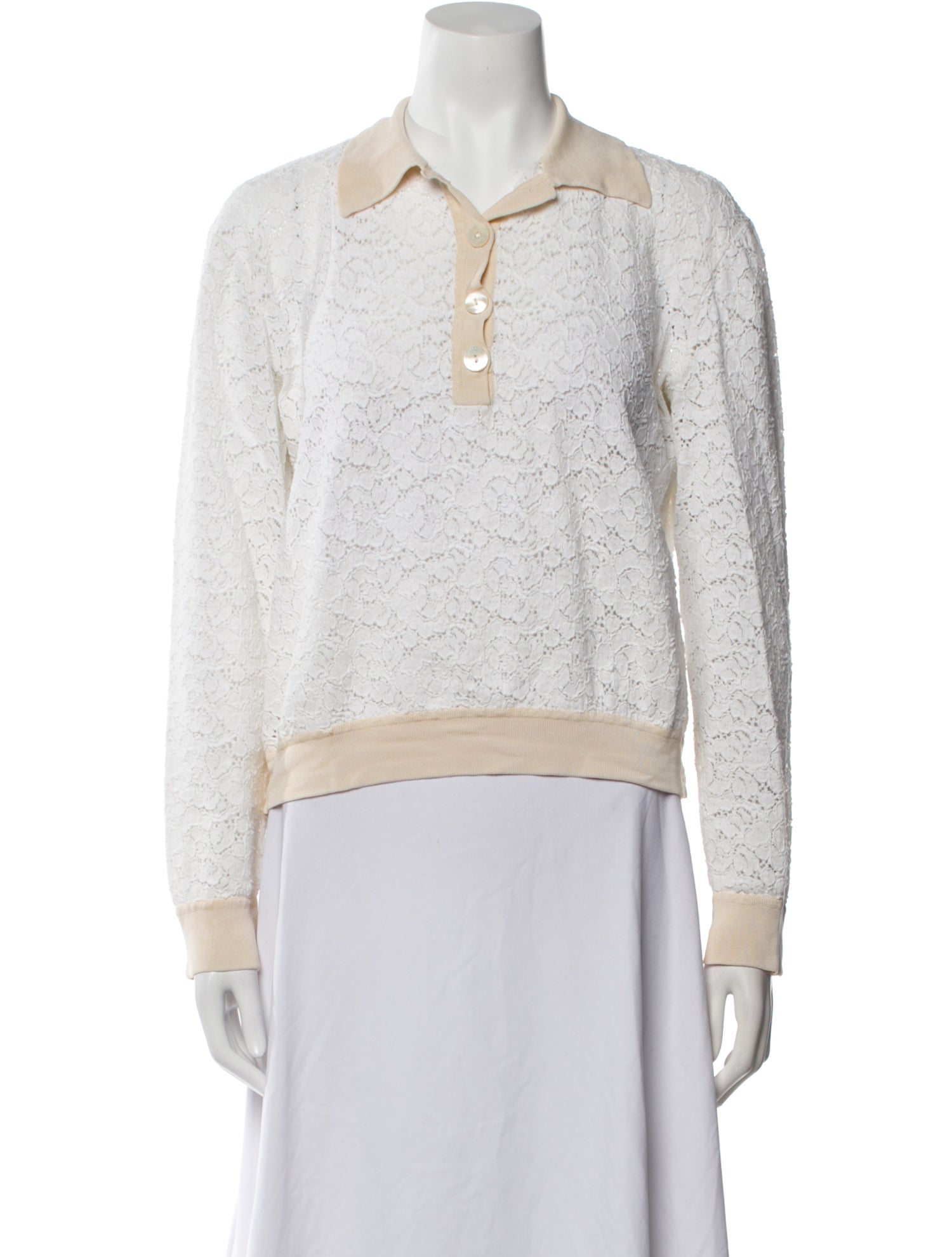 Carolina Herrera Lace Pattern Mock Neck Sweatshirt