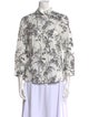 Carolina Herrera Floral Print Three-Quarter Sleeve Button-Up Top