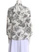 Carolina Herrera Floral Print Three-Quarter Sleeve Button-Up Top