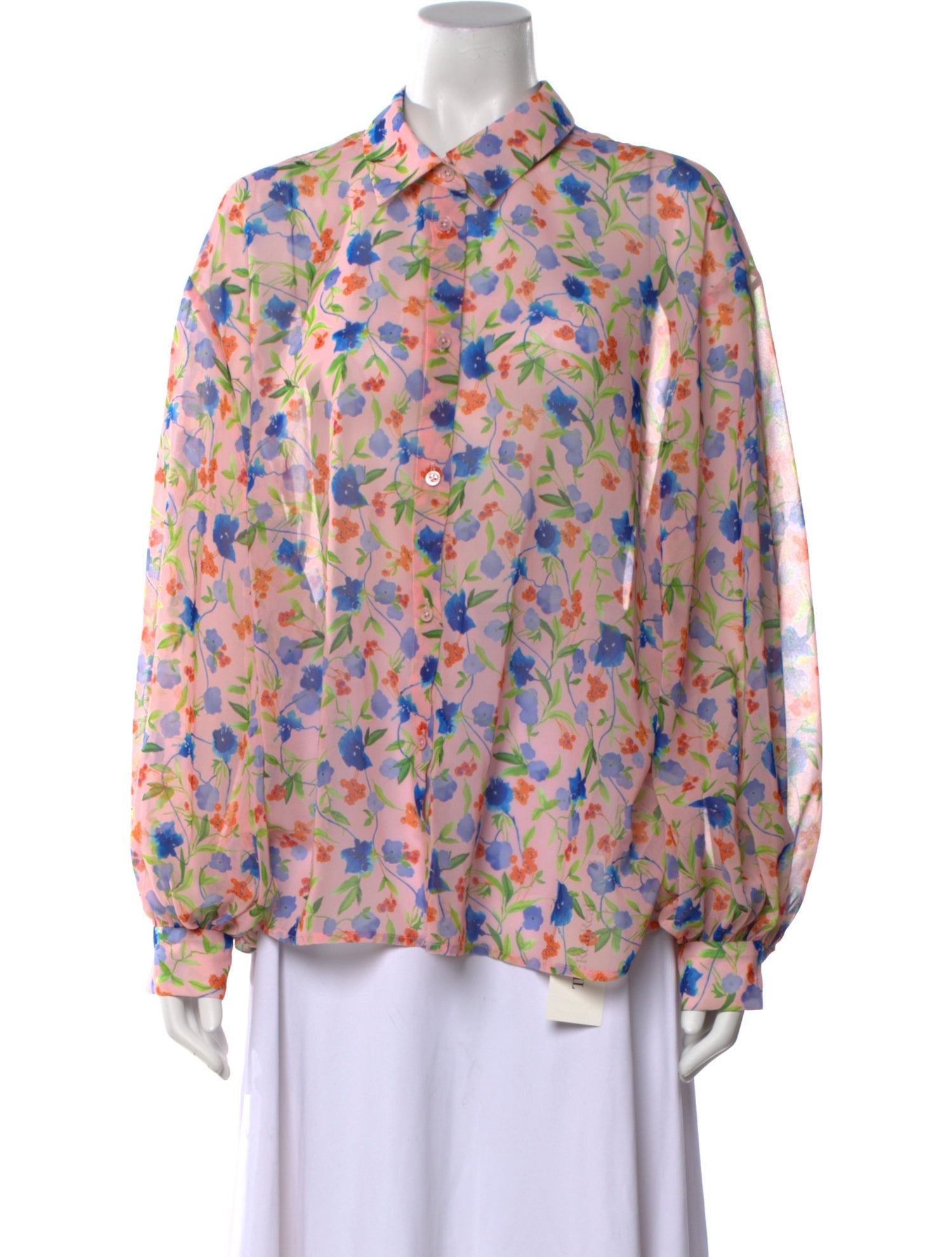 Carolina Herrera Floral Print Long Sleeve Button-Up Top