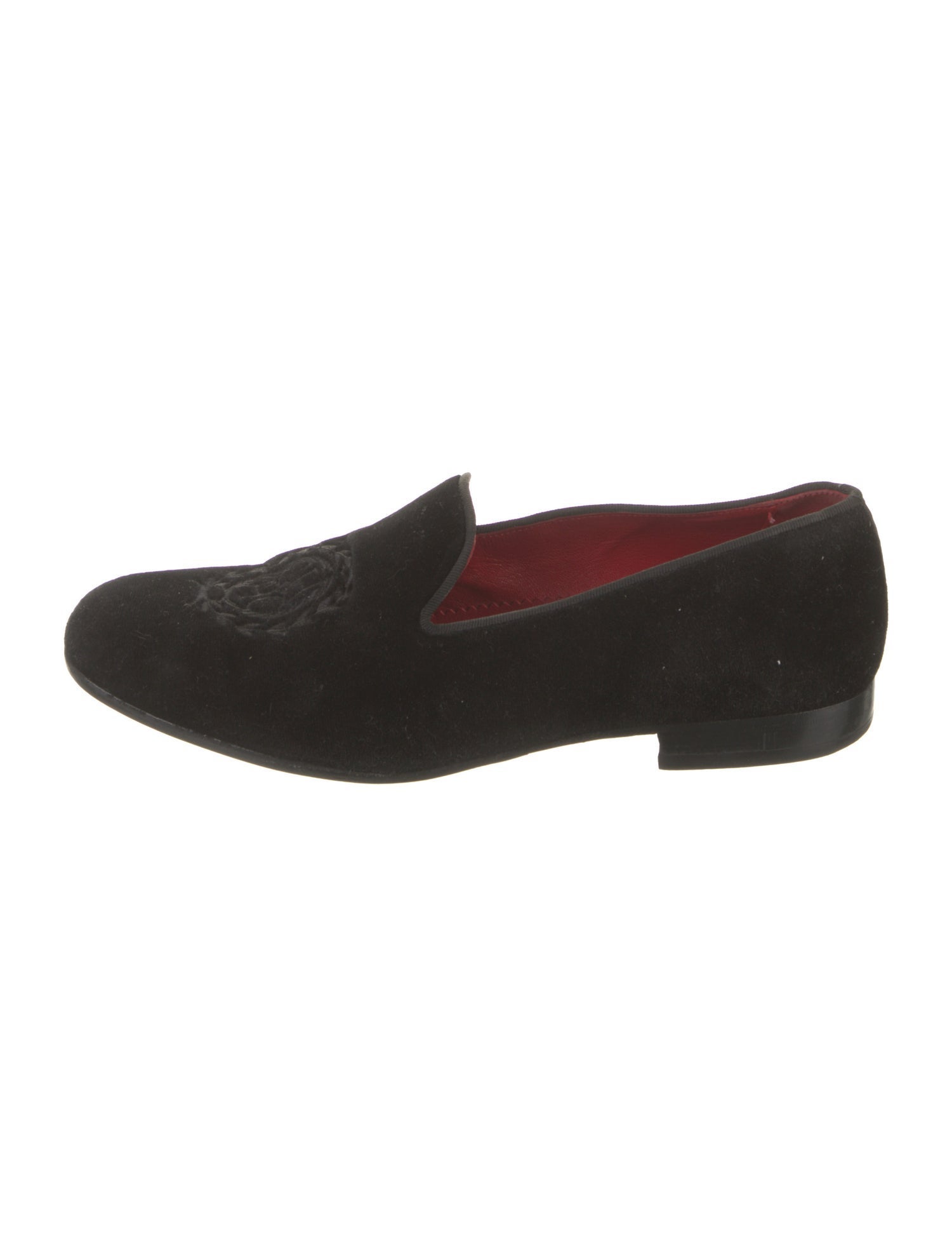 Carolina Herrera Velvet Embroidered Accent Loafers