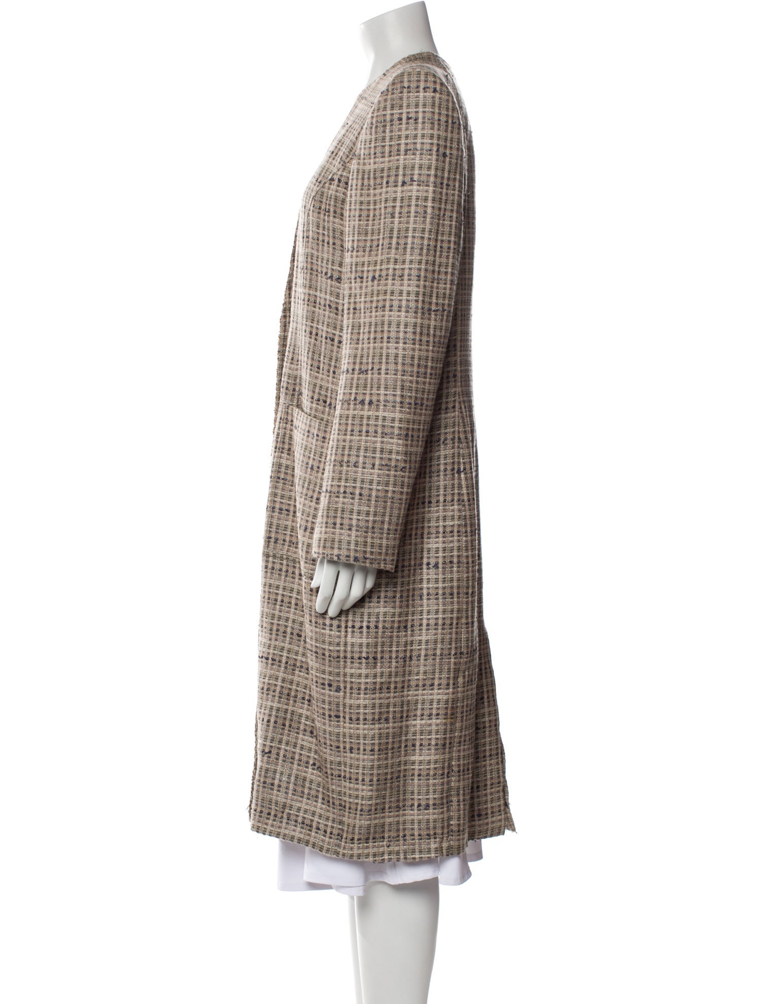 Carolina Herrera Plaid Print Faux Fur Coat