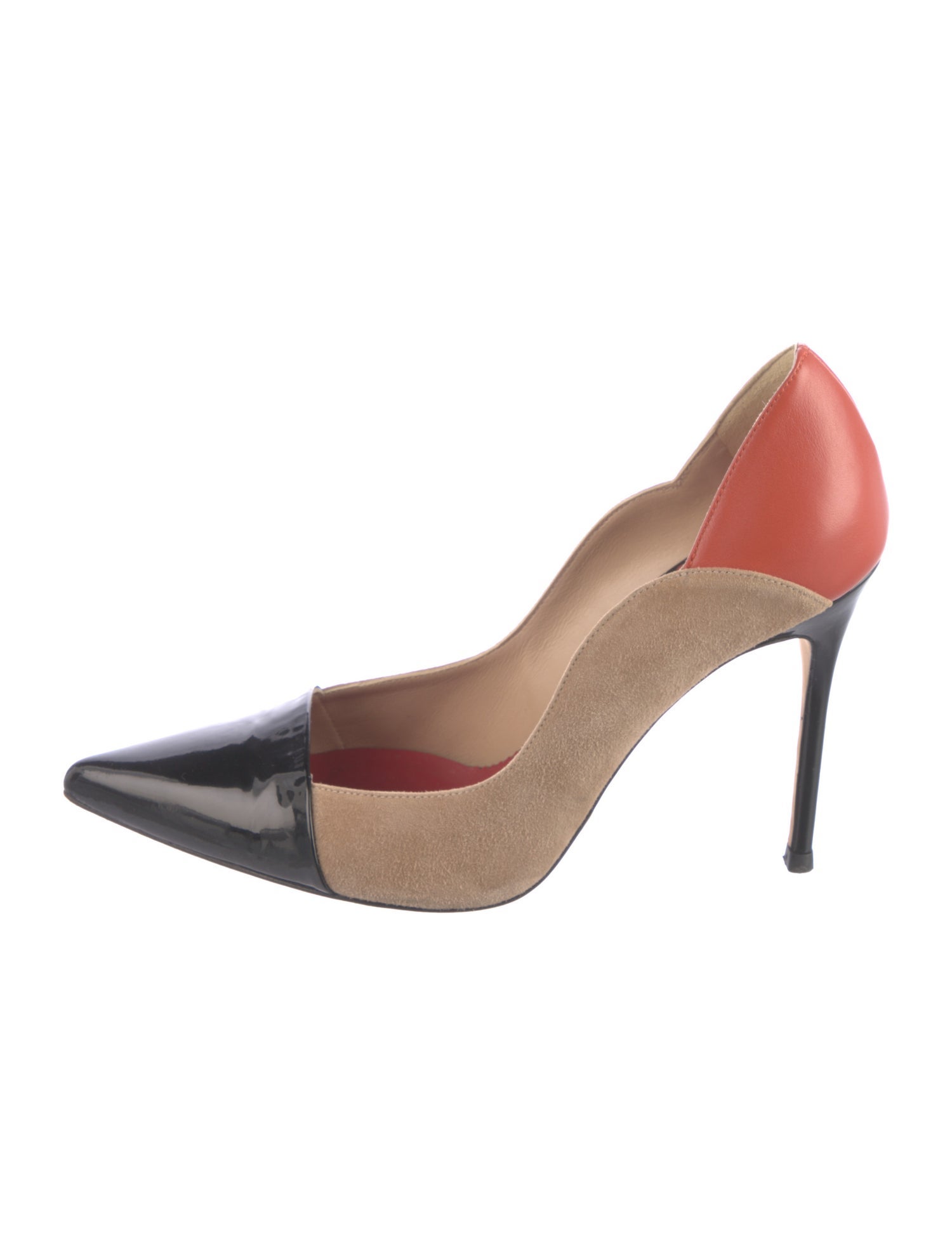 Carolina Herrera Suede Colorblock Pattern Pumps