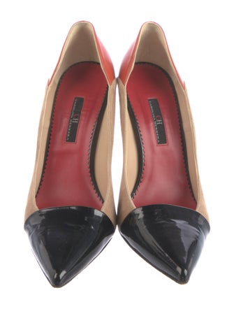 Carolina Herrera Suede Colorblock Pattern Pumps