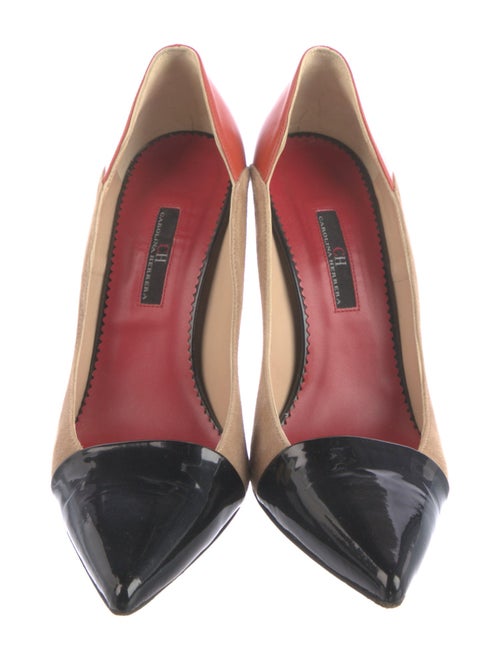 Carolina Herrera Suede Colorblock Pattern Pumps