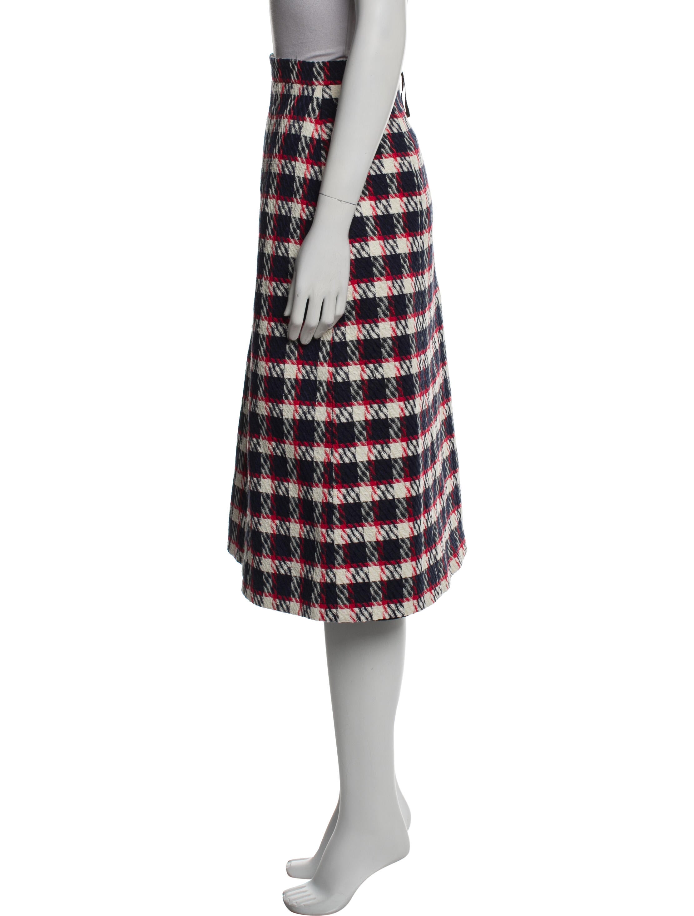 Carolina Herrera Plaid Print Midi Length Skirt w/ Tags