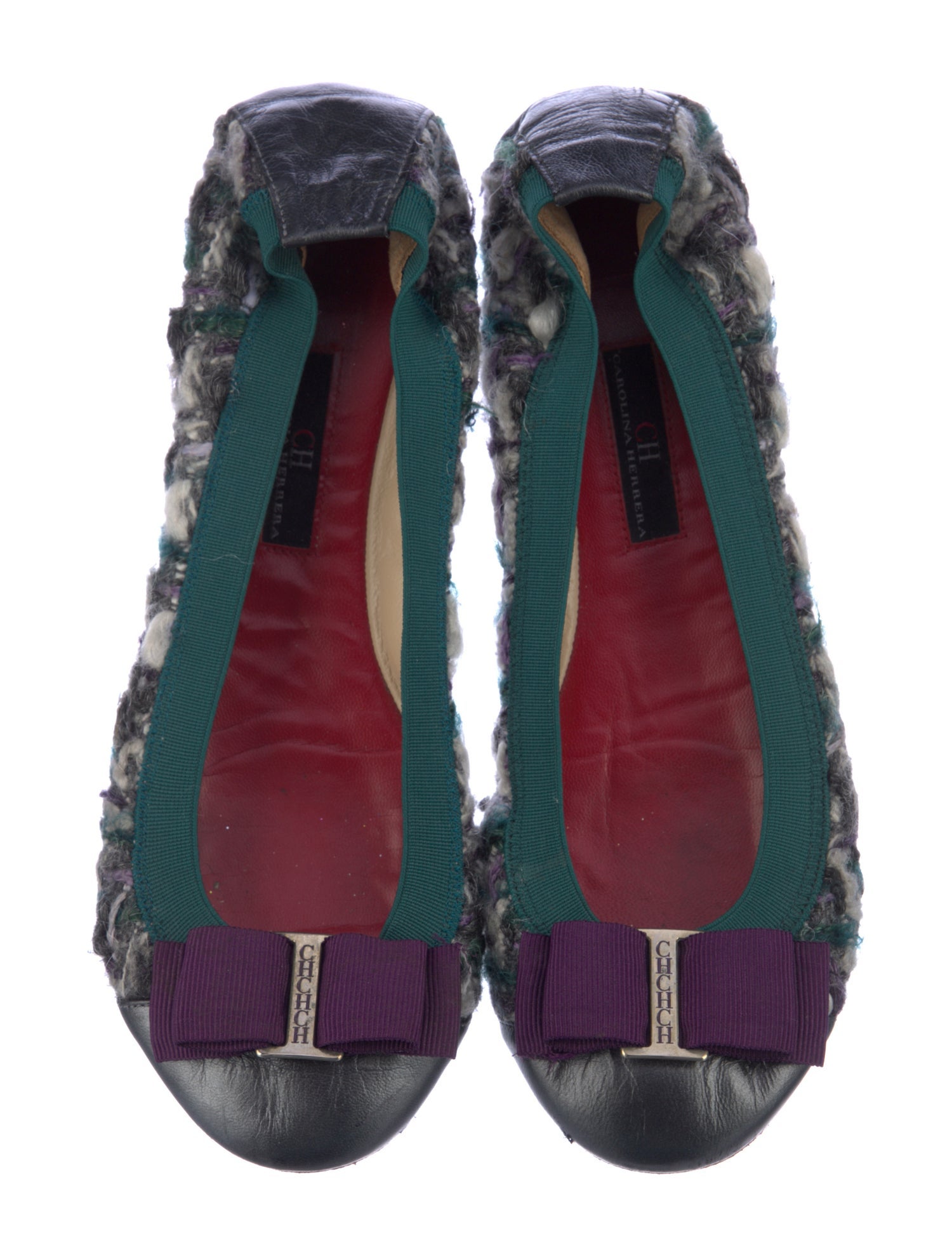 Carolina Herrera Leather Printed Ballet Flats