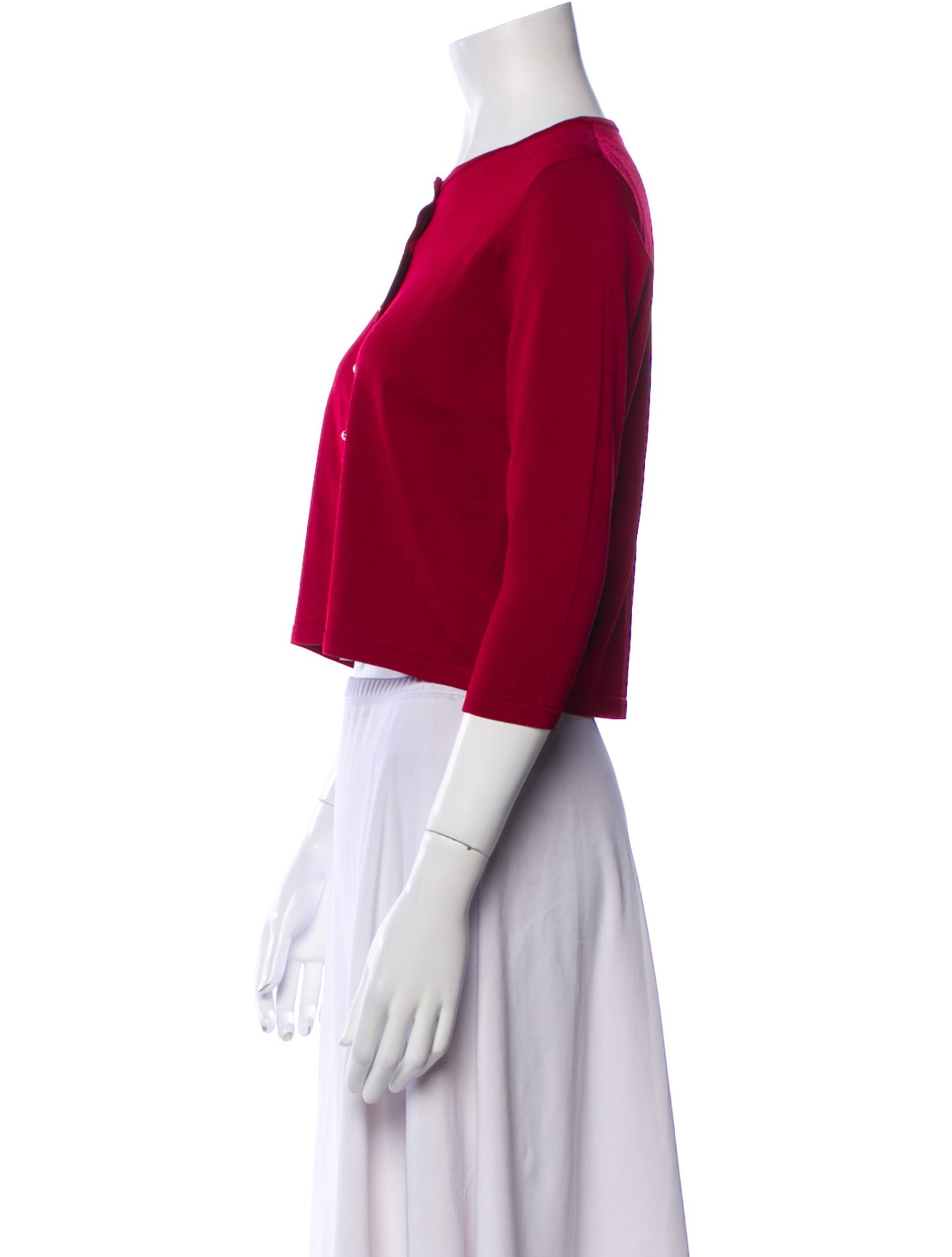 Carolina Herrera Crew Neck Three-Quarter Sleeve Crop Top