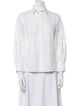 Carolina Herrera Lace Pattern Three-Quarter Sleeve Button-Up Top
