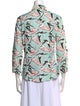 Carolina Herrera Printed Three-Quarter Sleeve Button-Up Top