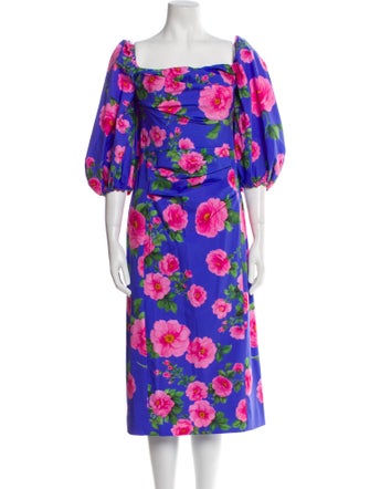 Carolina Herrera Floral Print Midi Length Dress