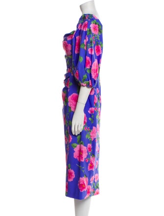 Carolina Herrera Floral Print Midi Length Dress