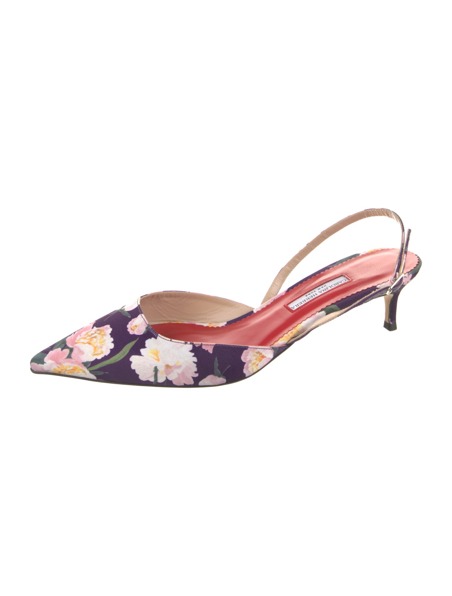 Carolina Herrera Nylon Floral Print Slingback Pumps