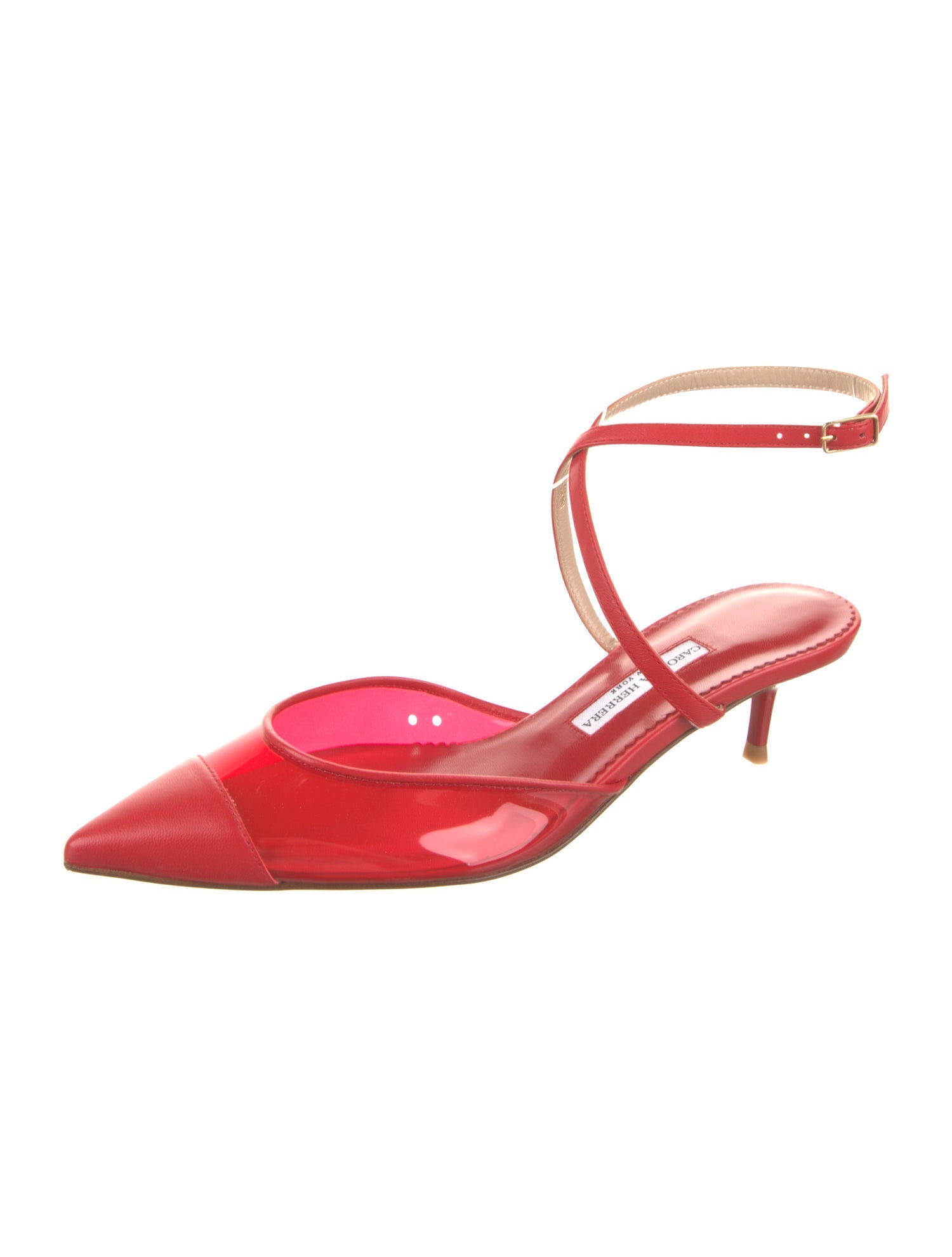 Carolina Herrera Leather Leather Trim Embellishment Slingback Pumps