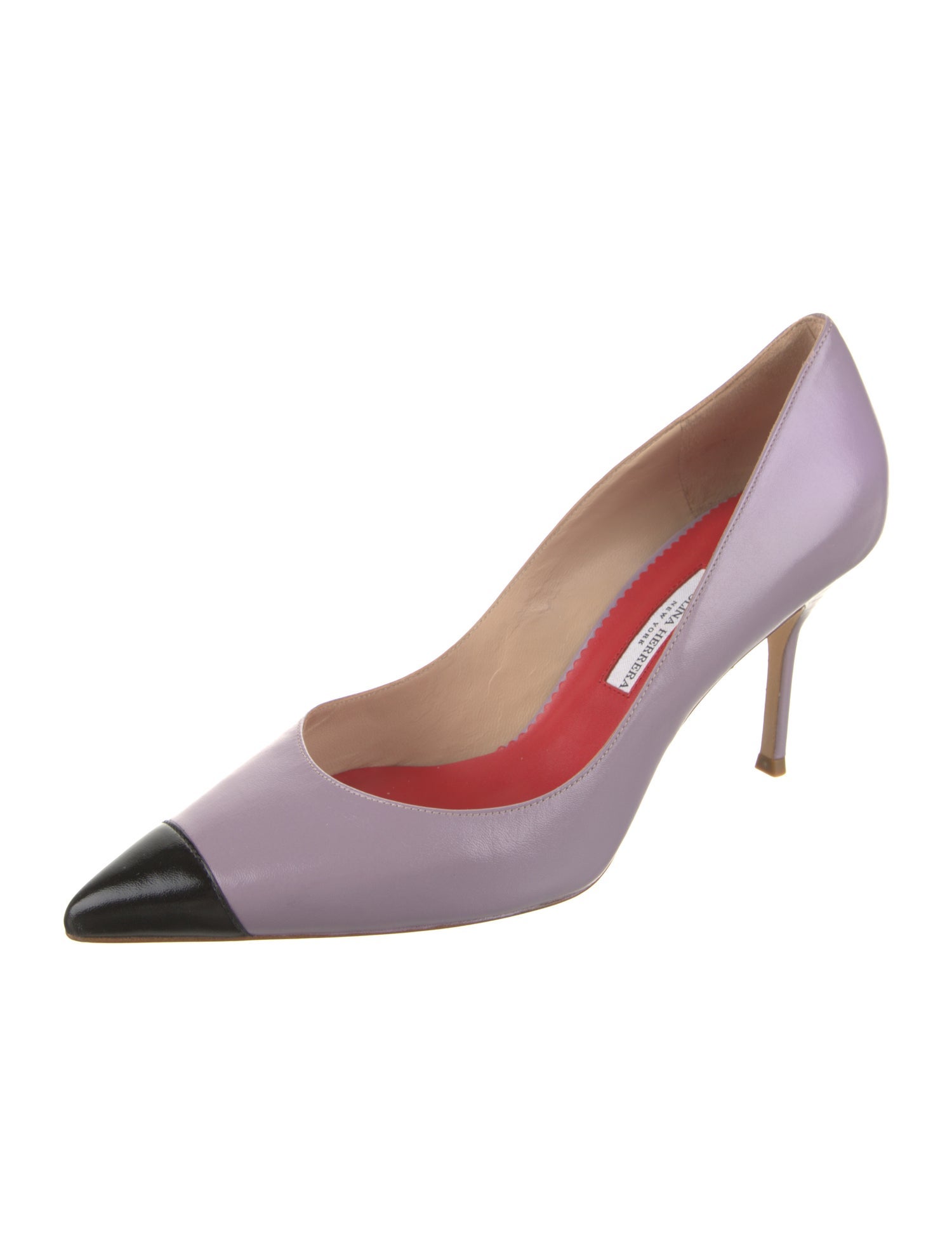 Carolina Herrera Leather Colorblock Pattern Pumps