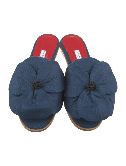 Carolina Herrera Floral Print Ruffle Embellishment Slides