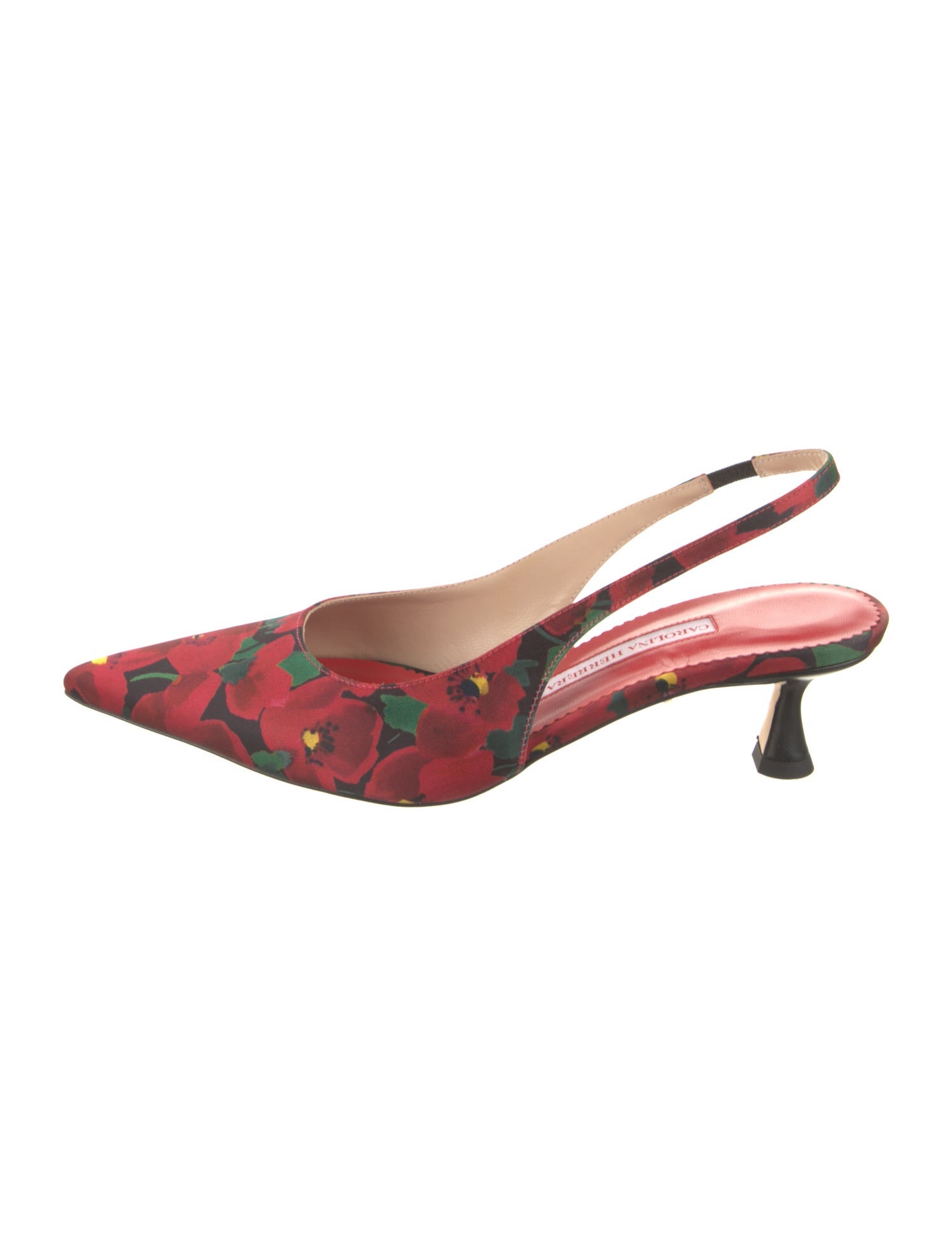 Carolina Herrera Satin Floral Print Slingback Pumps