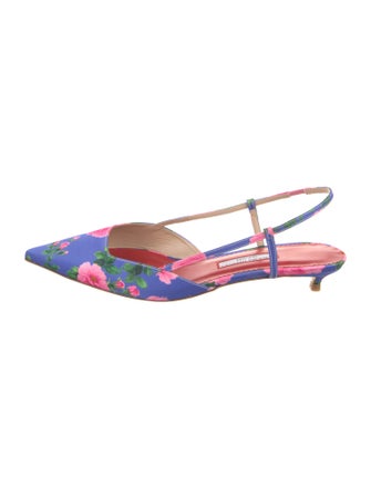 Carolina Herrera Nylon Floral Print Slingback Pumps