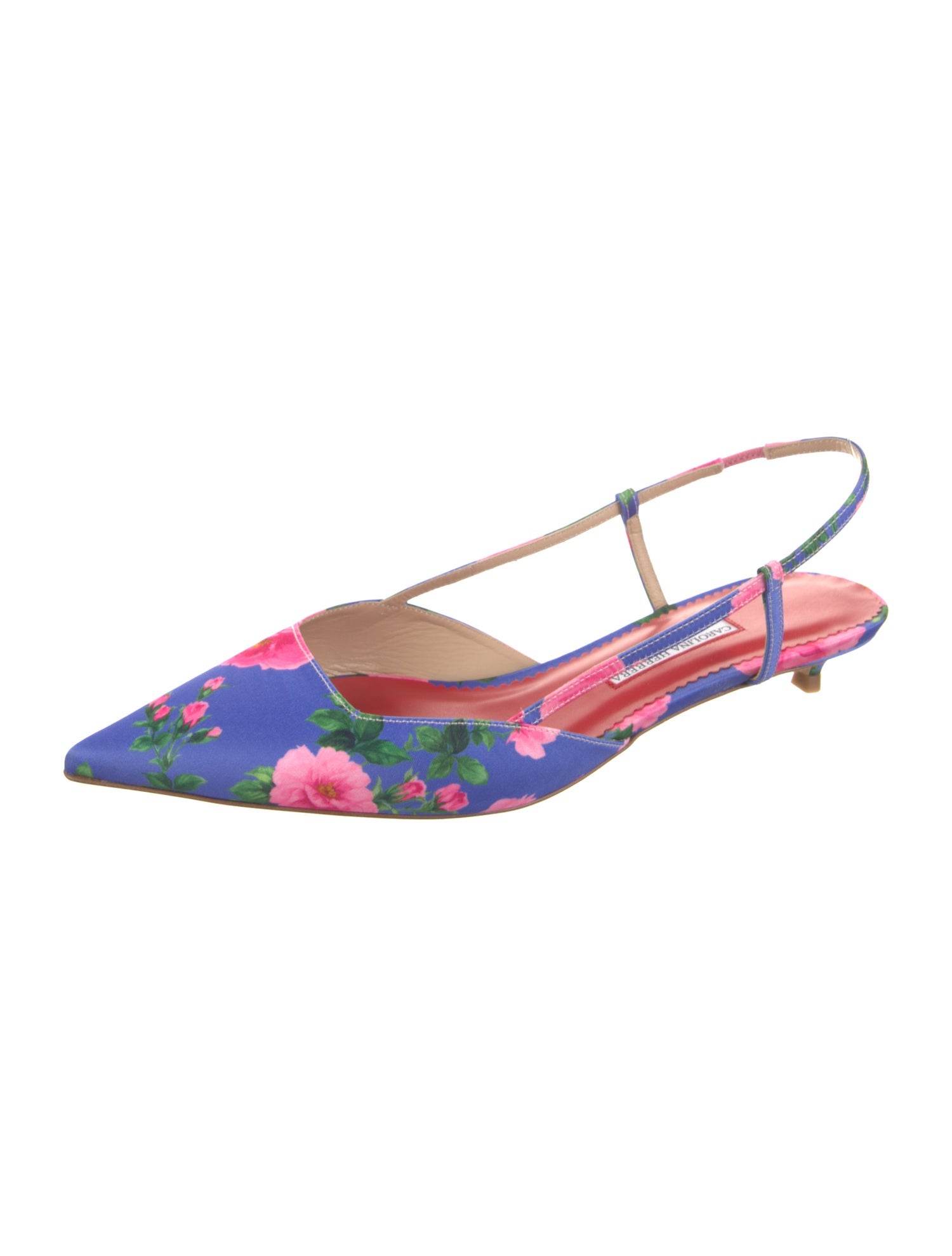 Carolina Herrera Nylon Floral Print Slingback Pumps