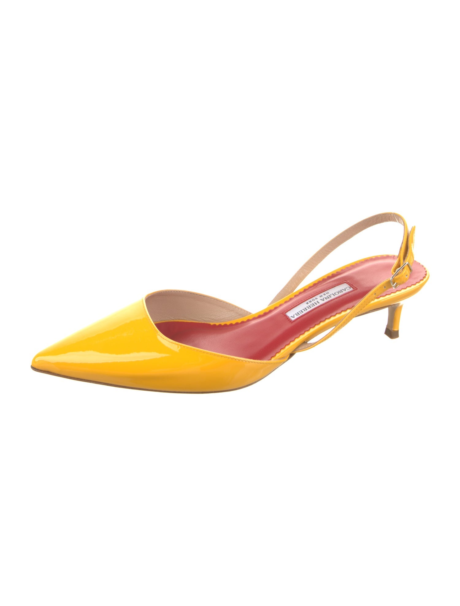 Carolina Herrera Patent Leather Leather Trim Embellishment Slingback Pumps